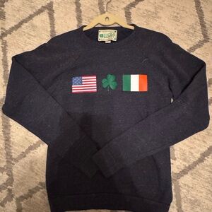 Kiel James Patrick Blue Crewneck Sweater with Irish Flag Design